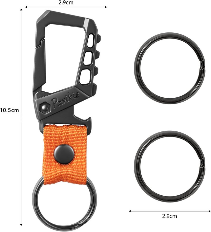 Pxvikis Metal heavy duty key chain carabiner clip bottle opener wrist lanyard ring car key fob unisex for men and women - Image 2